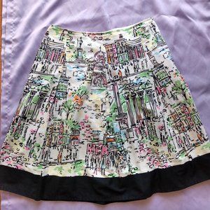 Talbots Vintage Paris A-Line Skirt with Black Trim